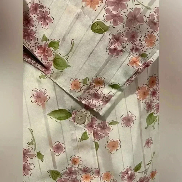 Alfred Dunner Floral Striped 3/4 Sleeve Collared Button Down Semi Sheer Size 14 - Picture 6 of 14